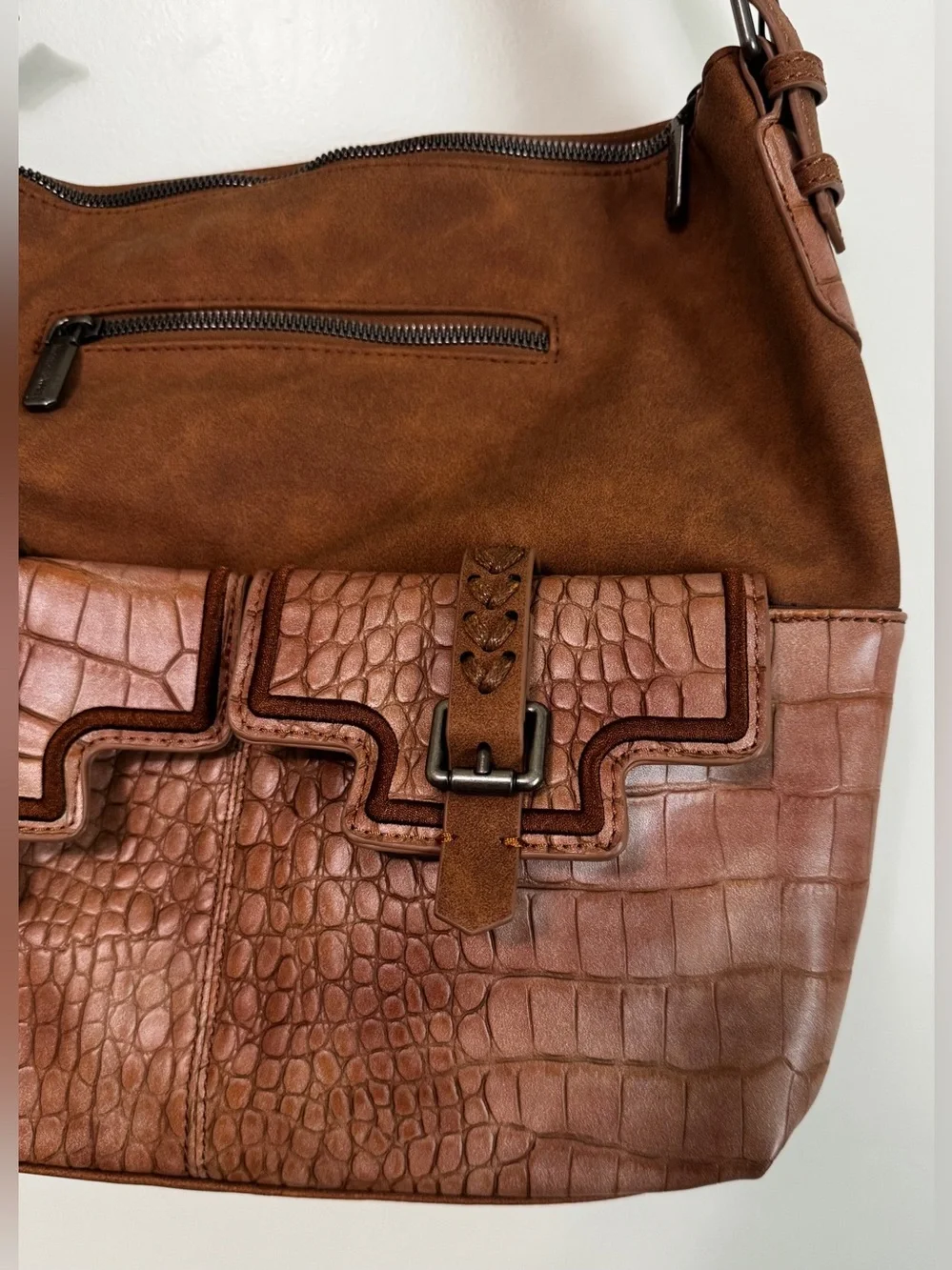 Montana West Brown Croc Print Concealed Carry Hobo Shoulder Bag